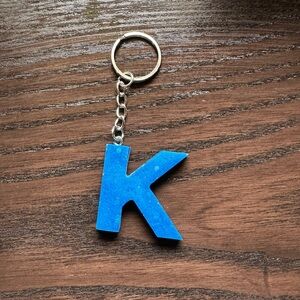 Blue Letter K Keychain